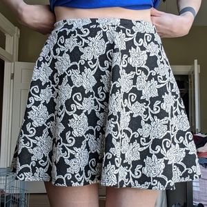Black and white floral skirt